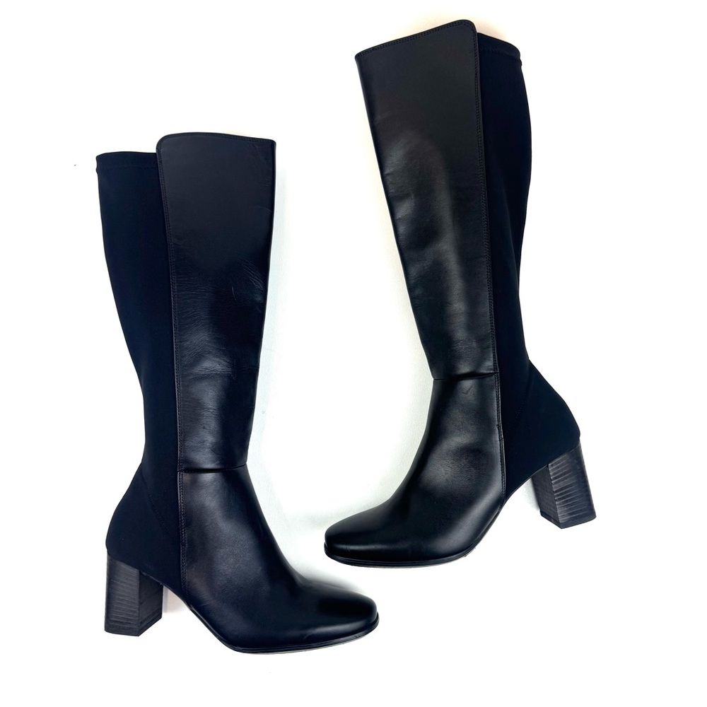 Paul Green Belmont Boots Tall Knee High Black Leather Block Heel UK 5 / US 7.5
